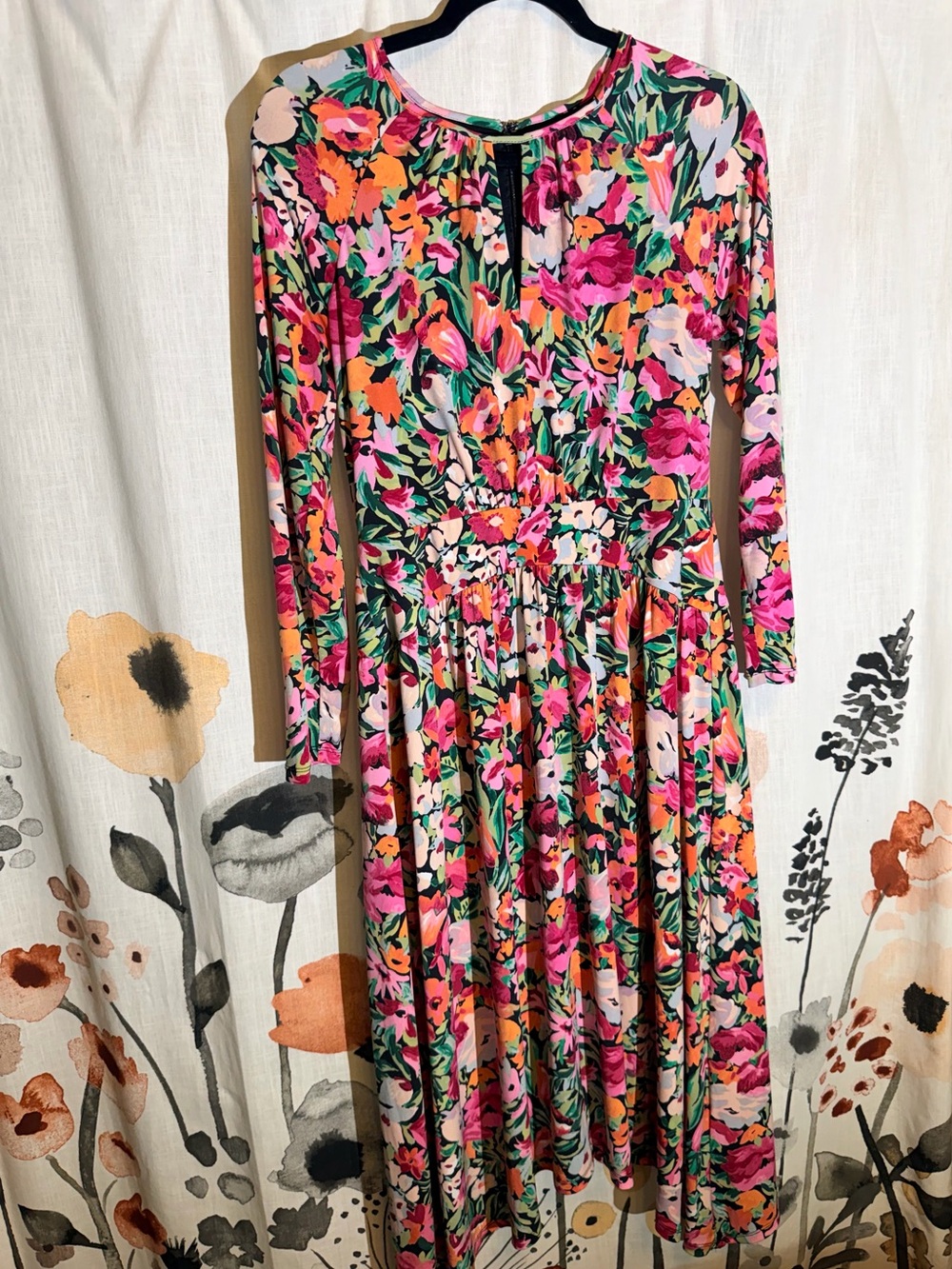 Maggy London Pink Floral Asymmetrical Handkerchief Hem Dress - Size 8 - Picture 3 of 15